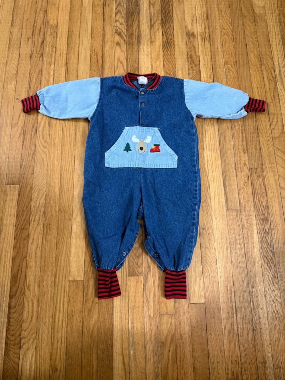 Vintage Buster Brown 12M Denin Embroidered Romper